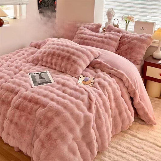 RABBIT FUR WINTER QUILT (CRUELTY-FREE)(SUPER-WARM) (Peach)