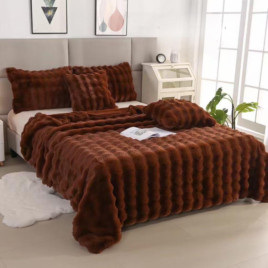 RABBIT FUR WINTER QUILT (CRUELTY-FREE)(SUPER-WARM) (Brown)