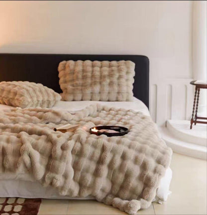 RABBIT FUR WINTER QUILT (CRUELTY-FREE)(SUPER-WARM) (Beige)