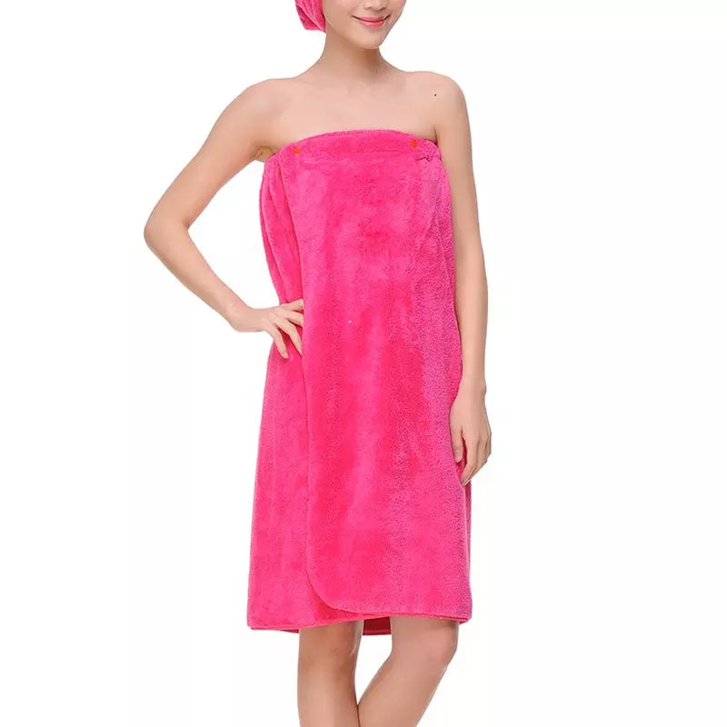 1pc Pink Bath Towel Style Wearable Cape With Hooded Bathrobe For Women,  Short Sleeve, Velvet, Home Dress | SHEIN